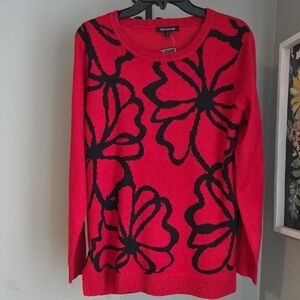 Red Floral Sweater by Tint & Shadow Size Small NWT